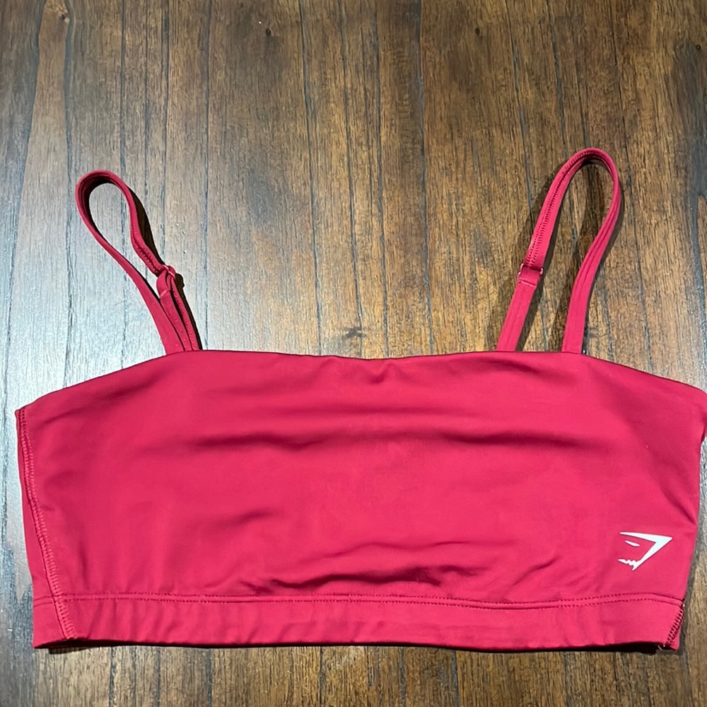 Burgundy Gymshark bandeau sports bra